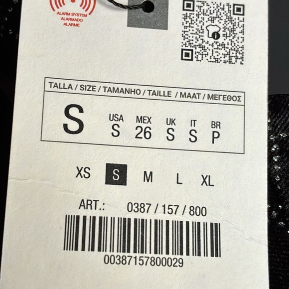 NWT. Zara Black Sparkly Velvet Midi Dress with V-neck. Size S. - Picture 6 of 10